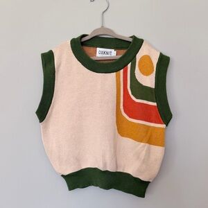 woman’s retro inspired knit crop top- OXKnit. 100% cotton sz L